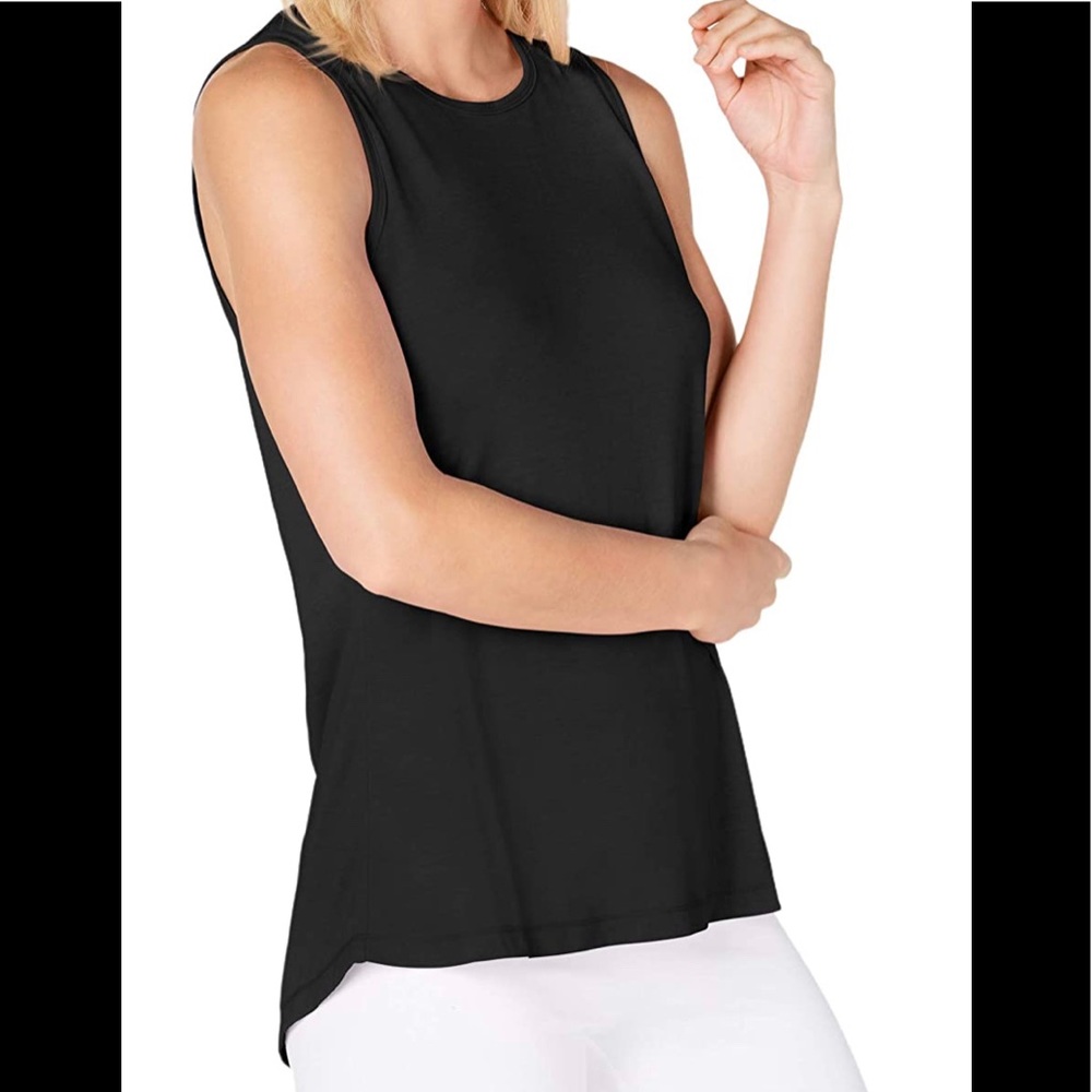 Ideology Black Tie Back Fitness Running Tank Top